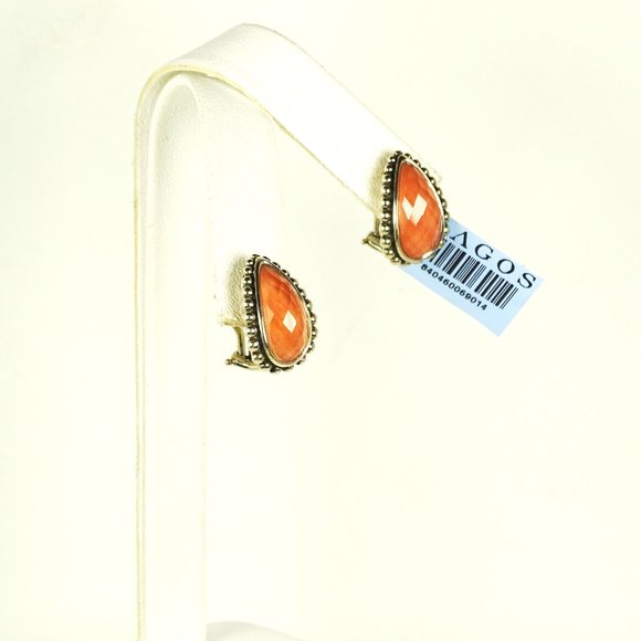 LAGOS Maya Sterling Silver Carnelian Faceted Doublets Stud Earrings - Picture 4 of 7